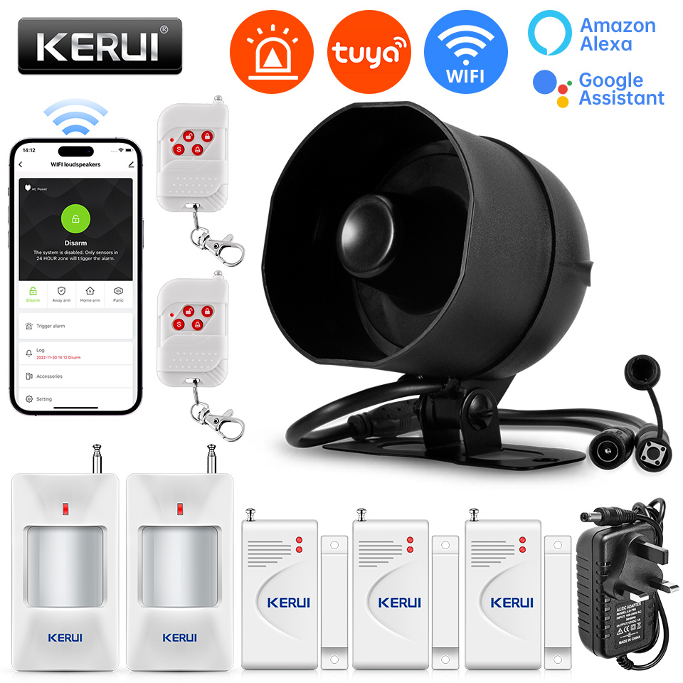 Smart Home Ecosystems - KERUI 120db 사이렌 경보 시스템 WiFi