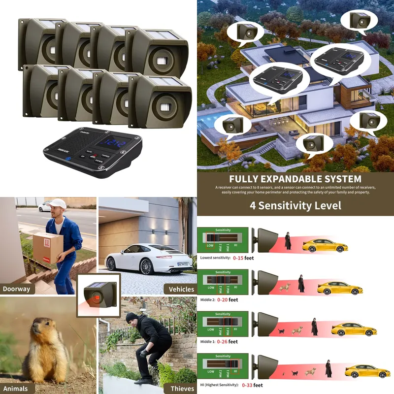Pir Motion Sensor - 야외용 태양광 무선 차도 경보 시스템(PIR
