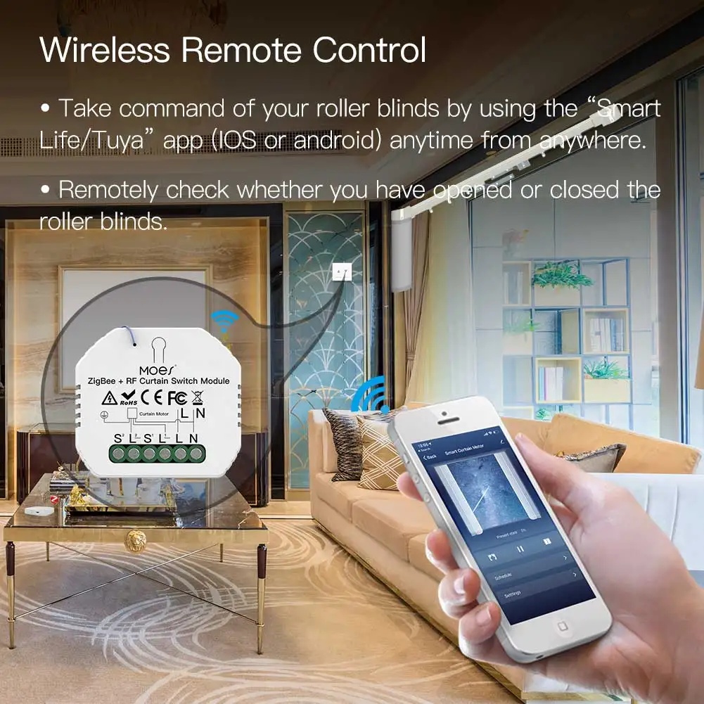 MOES ZigBee 스마트 RF433 커튼 스위치 모 - Smart Home Moes 리뷰 및 가격