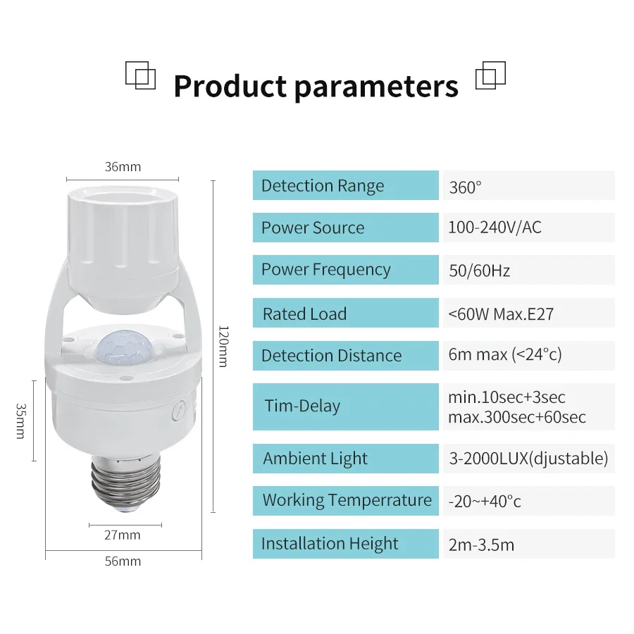 PIR 모션 센서 E27 전구 소켓 램프 베이스 AC1 - Pir Motion Sensor 리뷰 및 가격